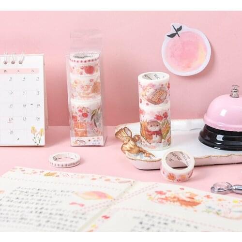 4 Rolls Cat and Hamster Series Decorative-Adhesive-Tape Masking Washi-Tape For Hand Account Decoration