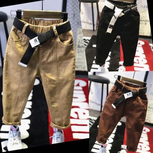 Antumn Teen Boys Pants Korean Casual Baby Solid All-match Cargo Pants For Boy 2-9 Years Kids High Quality Trousers Child Pants