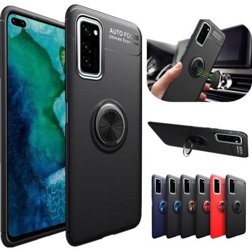 Phone Fundas for Huawei Honor V40 10X 9X 30 Lite X10 Max Paly 4T Pro V30 8C 9S Soft TPU Case Ring Holder Stand Car Magnet Etui