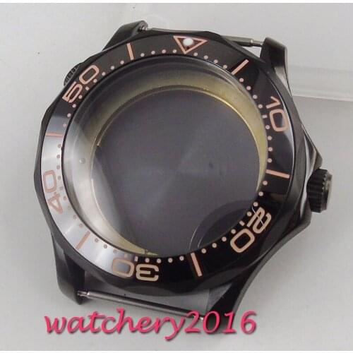 41mm Watch PVD Case black Ceremic Bezel Fit for MIYOTA 82 series Automatic Movement