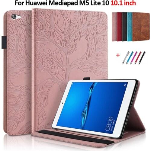 Tablet Cover For Huawei Mediapad M5 Lite 10 Case Emboss Tree Flip Wallet Cover For Funda Huawei Mediapad M5 Lite Case 10 1 inch