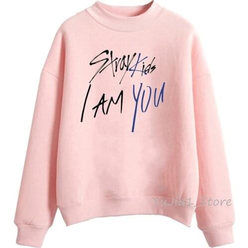Kpop Stray Kids I AM YOU Letters Print hoodie women kawaii winter hoody female pink sweatshirts turtleneck pullover Graphic