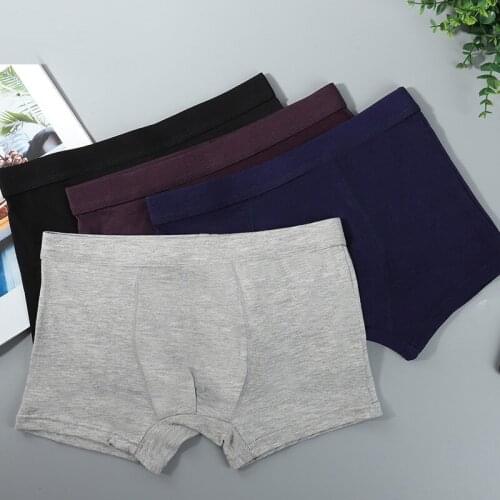 Hot Sale Men Solid Breathable Underwear Cotton Boxers Skin-friendly and Cozy Underpants Male Sport Sleep Boxers