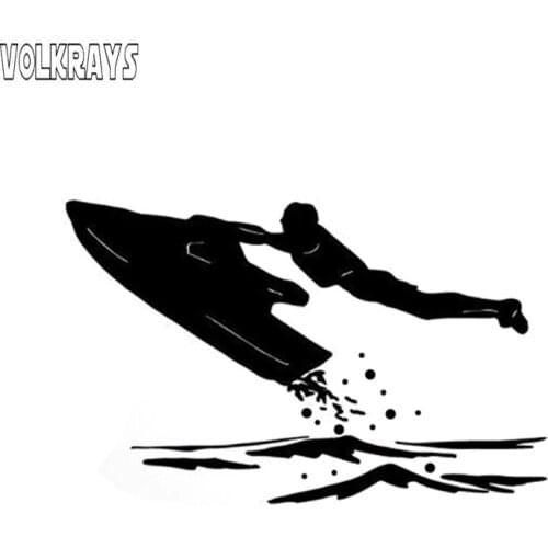 Volkrays Interesting Car Sticker Jet Extreme Ski At Sea Silhouette Sports Accessories Reflective Sunscreen Vinyl Decal,8cm*13cm