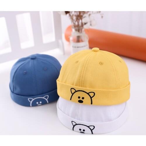 Doitbest 2021 Cartoon boy Docker Cap Brimless Hat Breathable girl Beanie Hats Cotton solid Spring Literary Landlord Sailor Cap