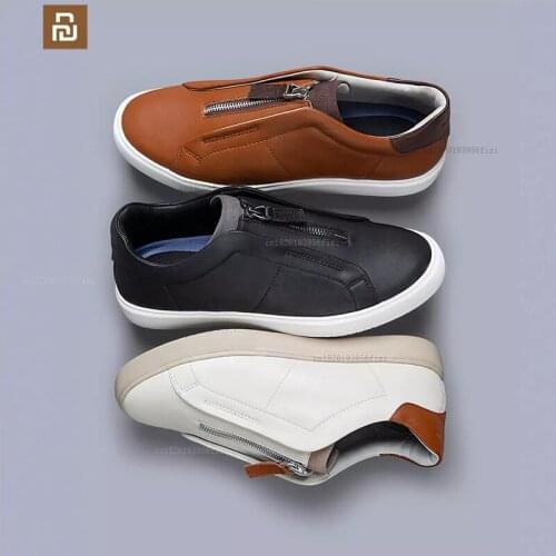 Xiaomi cowhide sneakers zipper sneakers mens comfortable casual shoes adjustable elasticity high quality youpin sneakers