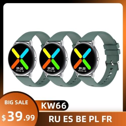 KW66 Smart Watch 2021 Bluetooth 5.0 Smart Bracelet Sports Watch Heart Rate Sports Fitness Tracker IP68 Waterproof SmartWatch