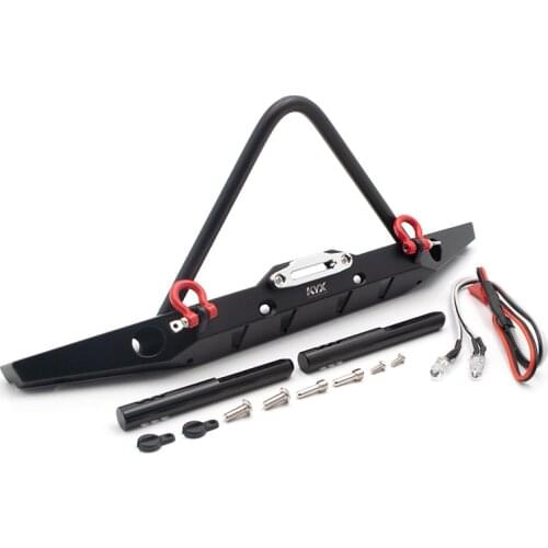 KYX Racing Alloy Front Bumper with Lights Lamp Upgrades Parts for 1/10 RC Crawler Car Traxxas TRX-4 TRX4 Axial SCX10 II 90046