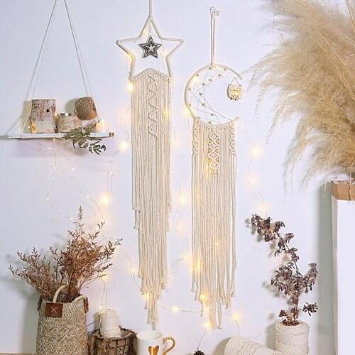 Star Moon Sun Macrame Dream Catcher Boho Home Wall Decor Girls Kids Nursery Garden Decoration Outdoor Gifts