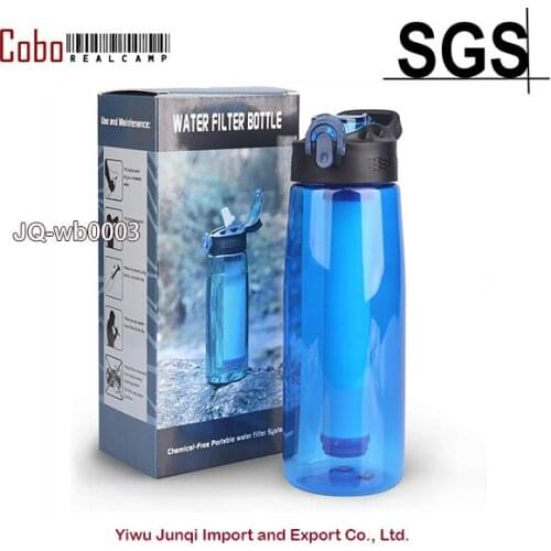 Membrane Solutions Filtered Water Bottle BPA Free Emergency Water Purifier with 4-Stage Integrated Filter Straw for Travel Camp