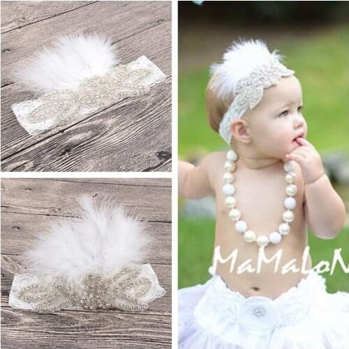 Fashion Newborn Girls Rhinestone Villi Headband Lace Elastic Hair Band Cute Princess Hair Accessories Christmas Party Decoration