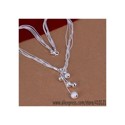 N222 Hot Free Shipping Silver Plated Fine Jewelry,Wholesale -Sterling-Silver Charms Fashion Pendant Small O And Bean Necklace