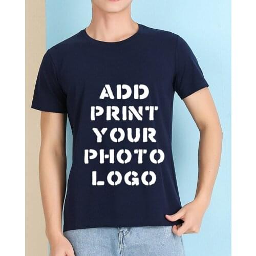 Add Your Print Logo Men Summer New Fashion Short Sleeve T Shirt Custom Women Harajuku Solid Tshirt Printed Photo Tops Tee Female