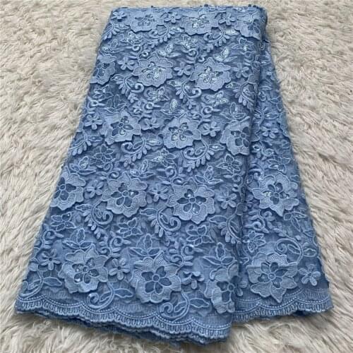 Latest French Tulle Lace Fabric 5 Yards 2021 High Quality Nigerian Women Wedding Sequins Embroidery African Lace Fabric JL074