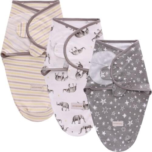 New baby swaddling bag with newborn anti-shock sleeping bag wrapped in three pieces of pure cotton