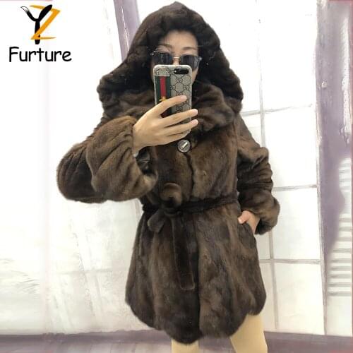 Natural Mink Coats Women Winter Real Mink Fur Coat Female Genuine Fur Coat Hooded Fashion Luxury Clothes Oversize 8XL 7XL 6XL