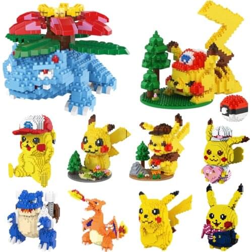 Pokemon Building Blocks Toys Charizard Mini Bricks Pikachu Charizard Anime Diamond Doll Pocket Monster Children Toy