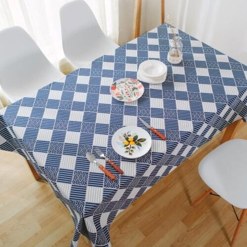 Ethnic Style Striped Stitching Pattern Printed Cotton Linen Tablecloth for Living Room Picnic Mat Home Cushion Cover