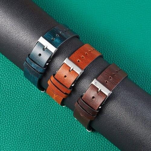 Vintage Oil Calfskin Leather Watchband Quick Release Watch Band Wrist Strap 18mm 20mm 22mm Smart Watch Strap Watches Accessories