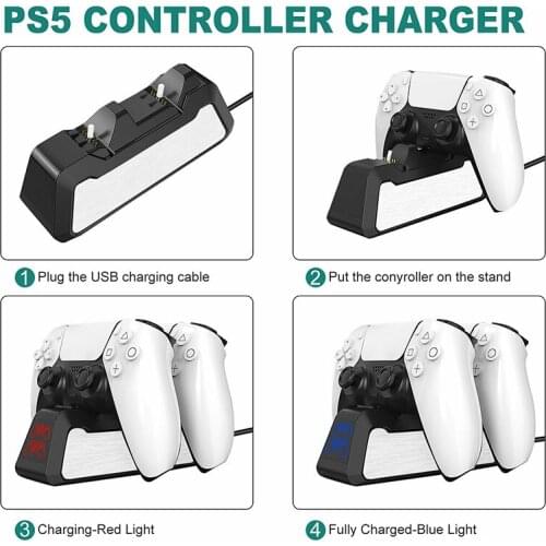 Handle Charging Dual Controller Charger Dock Gamepad Charger Station Stand With LED For PlayStation 5 Games Accessories