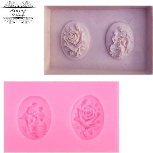 Rose and lover shape silicone cake mold fudge chocolate fudge cake tools cake decoration tools