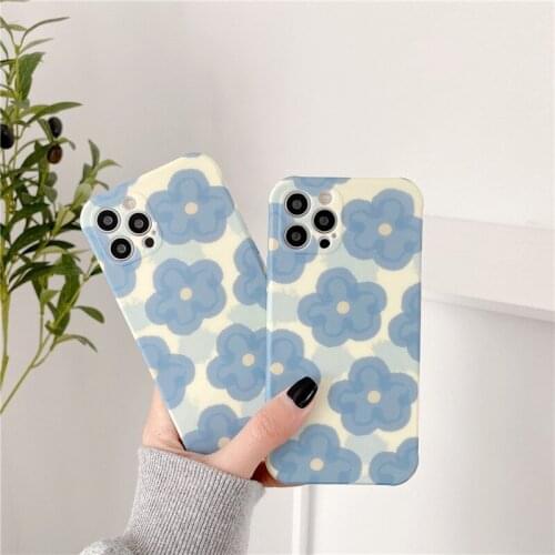 Blue Floral Is Suitable for Iphone12pro/max Apple 11 Mobile Phone Case Xr Silicone X/xs Female 8plus Iphone 11 Phone Case