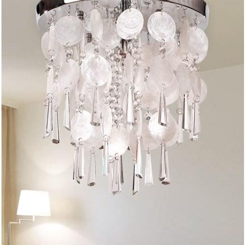 Modern colour Shell E14 Led Ceiling Lamp Crystal Sea Rock light for Wedding Bedroom Living Dining Room Cafe Bar Hallway Decor