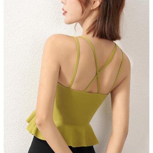 Yoga Sports Bra Lotus Leaf Summer Tight-fitting Sports Vest Women Running Fitness Shirt Sleeveless Body Top Yoga Gym Vest