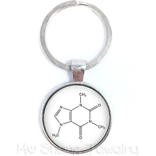 Theobromine Biology Chemistry Element Chemical Formula Keychain Biochemistry Chocolate Molecule Image Keyring Creative Gift