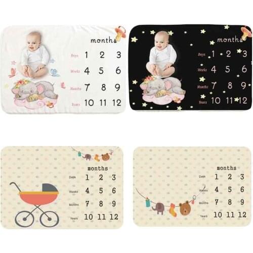 Baby Monthly Record Growth Milestone Blanket Creative Background Cloth Newborn Soft Swaddle Wrap Photography Props