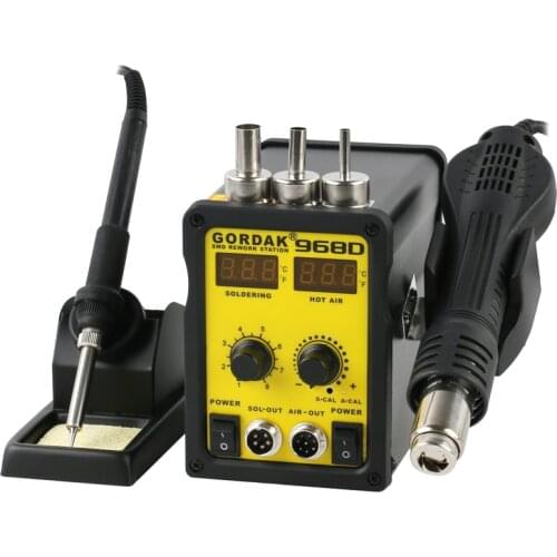 Double Digital Display Handle Universal 2 In1 Rework Soldering Station 968D Hot Air Gun Soldering Station anti-static BGA Repair