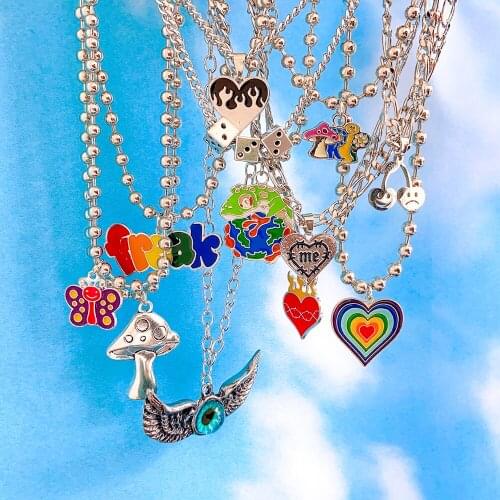 VG 6YM New Creativity Skull Dice Mushroom Angel Ladies Necklace Trend Womens Birthday Present Jewelry Dropshipping Gifts