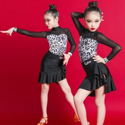 Latin Dance Skirt Children Practice Dress Girl Stage Performance Clothes Ballroom Tango Competition Costume For Kids DL6686