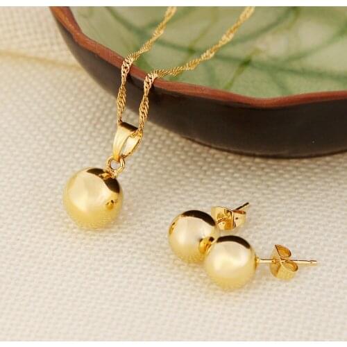 Fashion Cute Jewelry Gold Round ball girls bridajewelry set for Women Necklace Earrings Set Party Accessories Gift daily wear