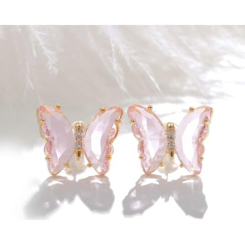 ZOSHI Crystal Butterfly Earrings for Women Elegant Charming Stud Earrings Wedding Party Jewelry Christmas Gift