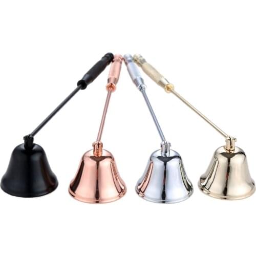 1pc Stainless Steel Candle Snuffer 210*38mm Black/Gold/Rose Gold/Silver Candles Wick Bell snuffer Put Off flame Tool Cutter