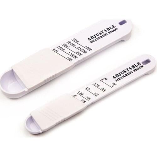 2pcs/set Adjustable Measuring Spoon Milk Coffee Powder Sugar Condiment Spoons with Scale for Kitchen Baking Tool