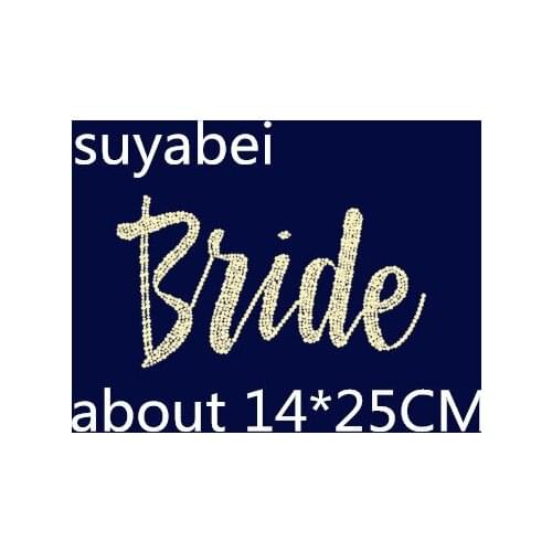 2pc/lot Big bride transfer design rhinestones hot fix rhinestone transfer motifs iron on applique patch design hot fix