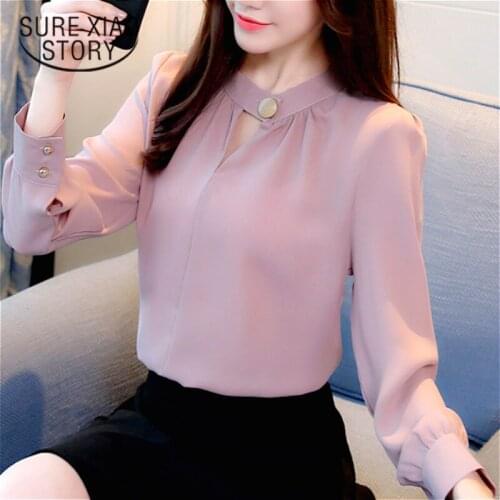 NEW Fashion Chiffon Women Blouse Shirt Long Sleeve Women Shirt OL Blouse Ladies Tops Blusas Feminine Chiffon Blouses 0612 40