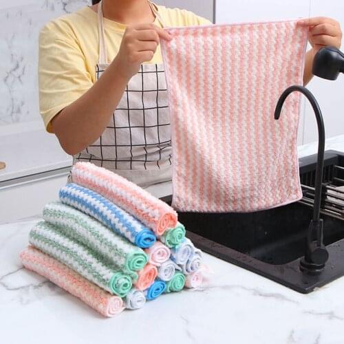 3/5Pcs Efficient Absorbent Microfiber Cleaning Cloth Kitchen Anti-Grease Wiping Rags Home Washing Dish Cleaner Accessories Tools