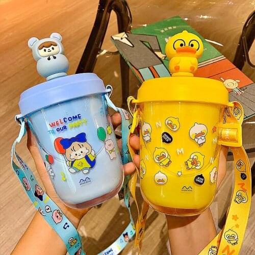 350ml Cute Cartoon Portable Drink Water Straw Bottle Cup Plastic for Baby Kids Children Student Boy Girl Creative Gift Wholesale