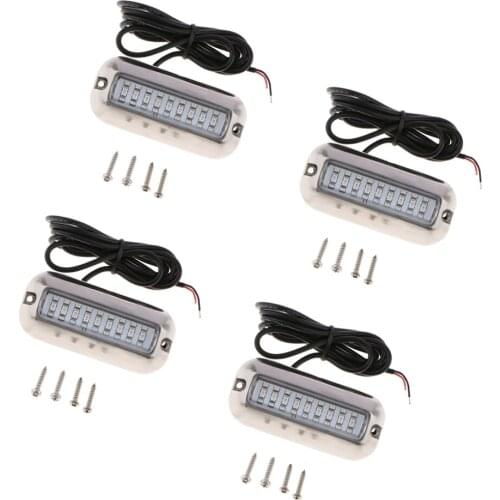 4pcs Stainless Steel LED Underwater Pontoon Marine Boat Transom Lights