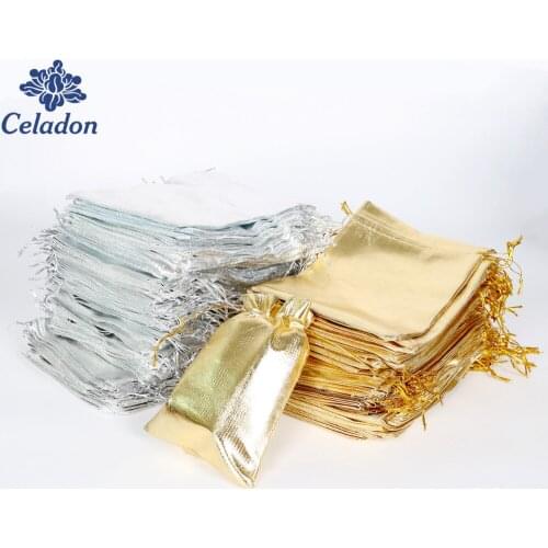 50PCS Silver/Gold Color Metallic Foil Organza Pouches Christmas Wedding Party Favour Gifts Candy Bags 7X9/9X12/10X15/13X18cm