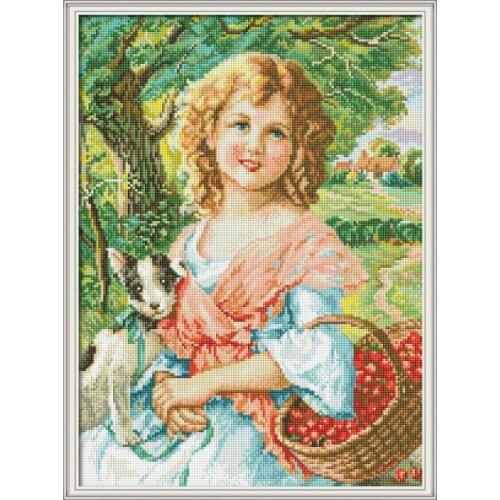 Picking Fruit Girl 5D DIY Diamond Painting Full Drill Square Character Wall Sticker Rhinestone Pictures Diamond Embroidery Icons