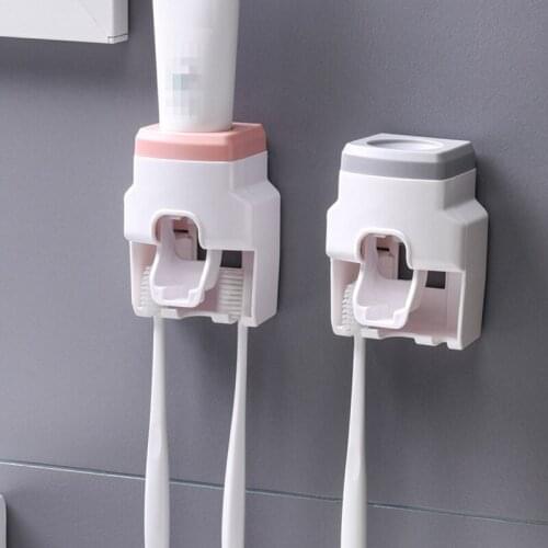 Automatic Toothpaste Dispenser Toothbrush Holder Rack Wall Mount Toothpaste Squeezers Stand Bathroom Accessories Set