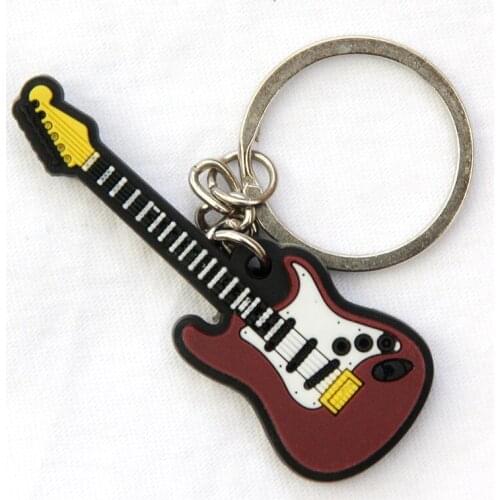 FREE SHIPPING BY DHL 100pcs/lot Newest Rubber Silicone Electric Guitar Keychains Music Keyrings Guitar Pendant for Gifts