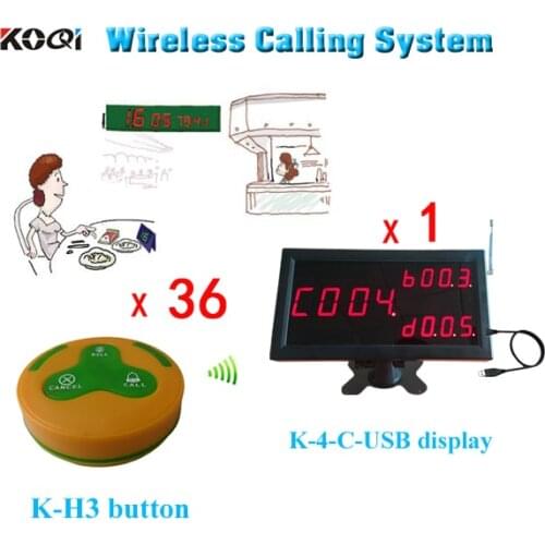 Wireless waiter Calling Systems for coffee shop, KTV, restaurant ( 1 display + 36 buzzer )