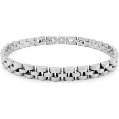 Runda Fashion Simple Mens Chain Bracelet Silvery White 316 Stainless Steel Bracelet For Boyfriend Holiday Gift