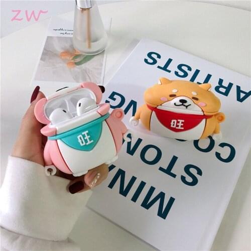 For Airpods 1 2 Charging Box for Pets Dog Shiba Inu 3D Soft Silicone Wireless Headphone Case Bluetooth Protect Headset Cover