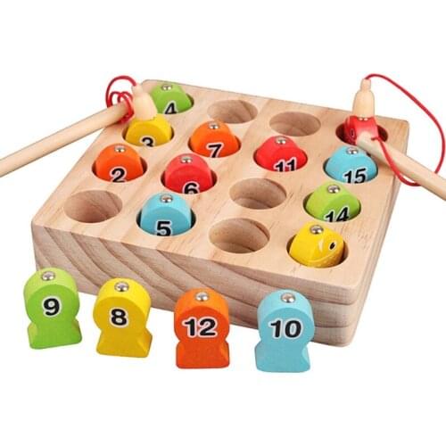 Wooden Puzzle Game Board Magnetic Fishing Toy for Kids Fine Motor Skill Training